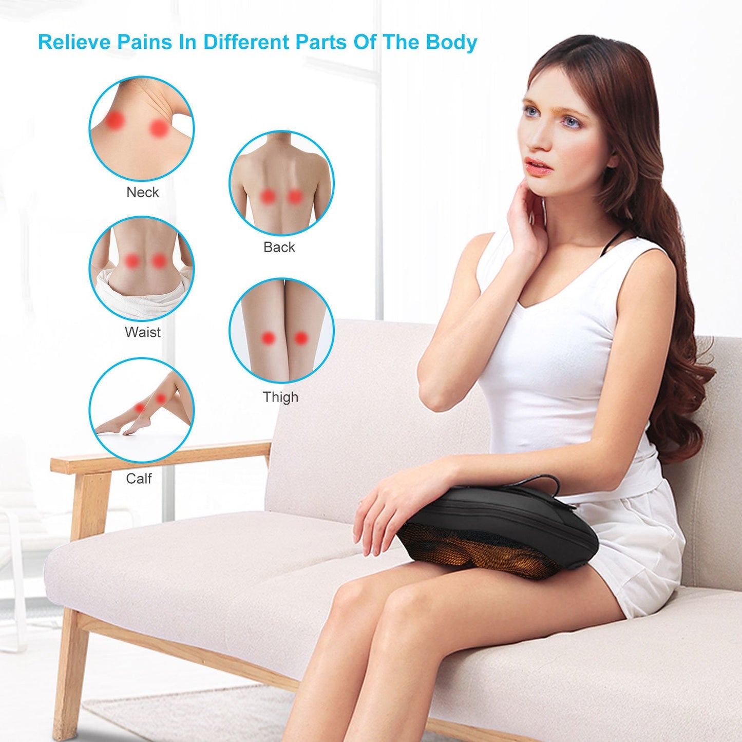 iMountek Neck & Back Therapeutic Massage Pillow: Kneading Relief for On-the-Go and Home Use