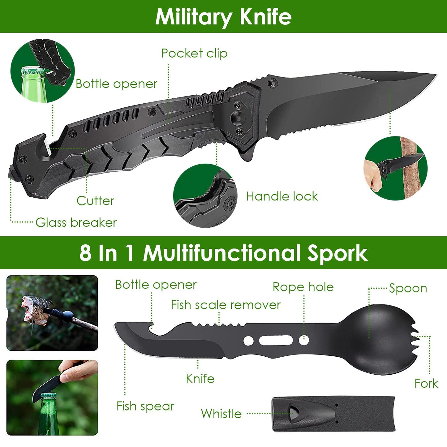 LakeForest 47Pcs Ultimate Emergency Survival Kit: Be Prepared for Any Adventure