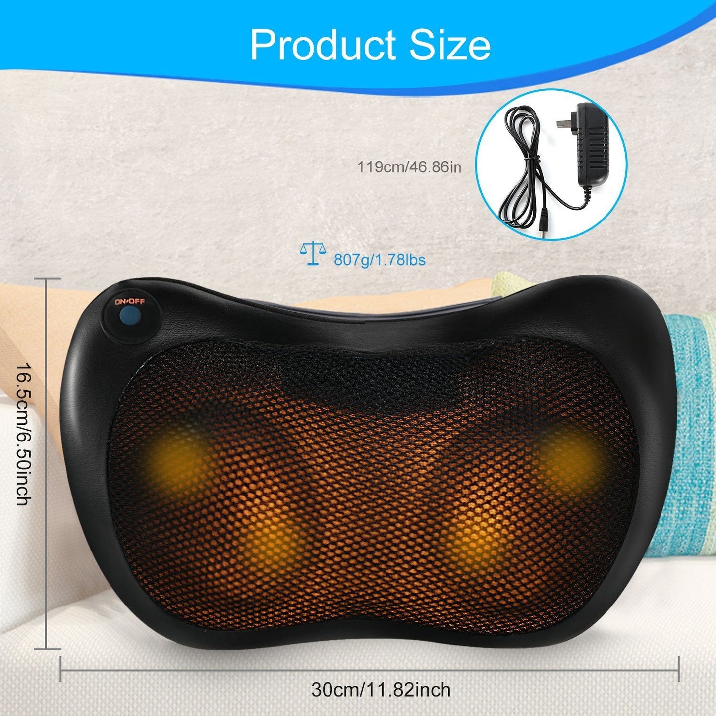 iMountek Neck & Back Therapeutic Massage Pillow: Kneading Relief for On-the-Go and Home Use