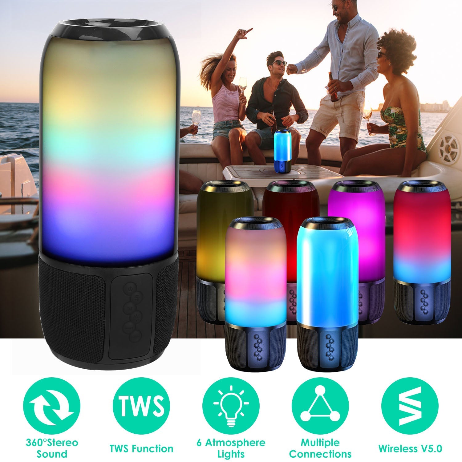 iMountek Wireless Portable Speaker: Vivid Sound & Light Show Anywhere