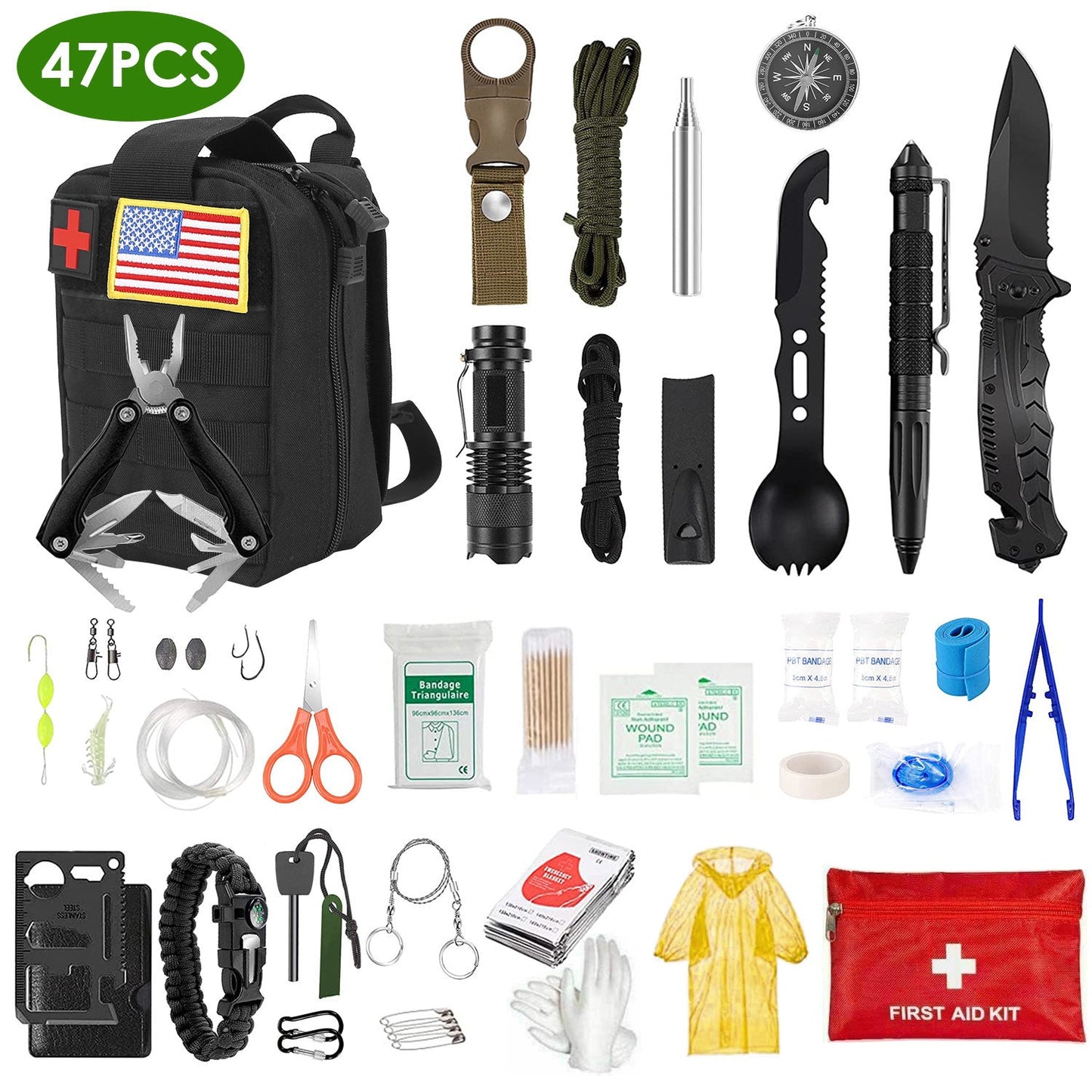 LakeForest 47Pcs Ultimate Emergency Survival Kit: Be Prepared for Any Adventure