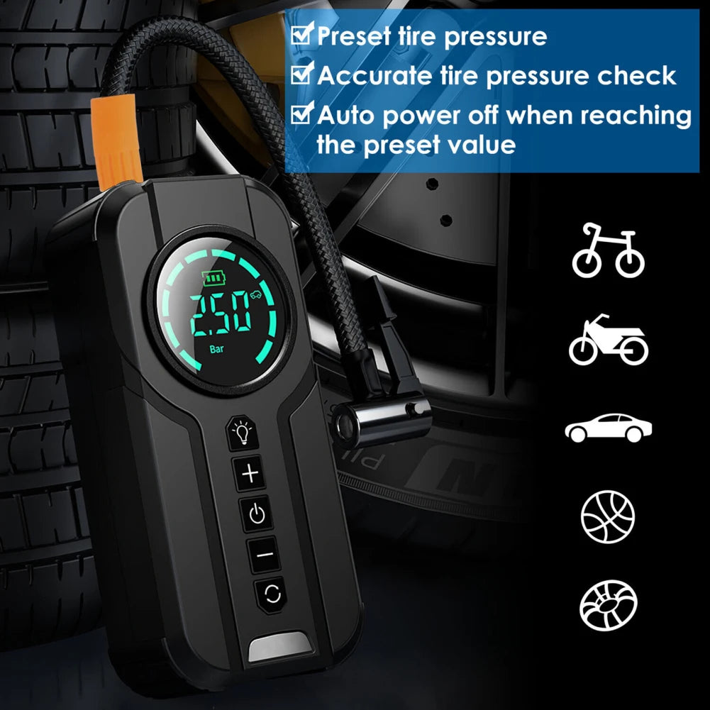 iMountek™ Wireless Tire Inflator: Quick Inflate with LED Light